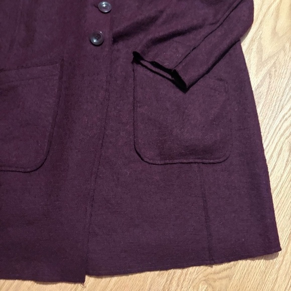 Chico’s Boiled Wool Purple Pea Coat Duster Sweater Pocket Sz 4 XXL - Picture 2 of 9